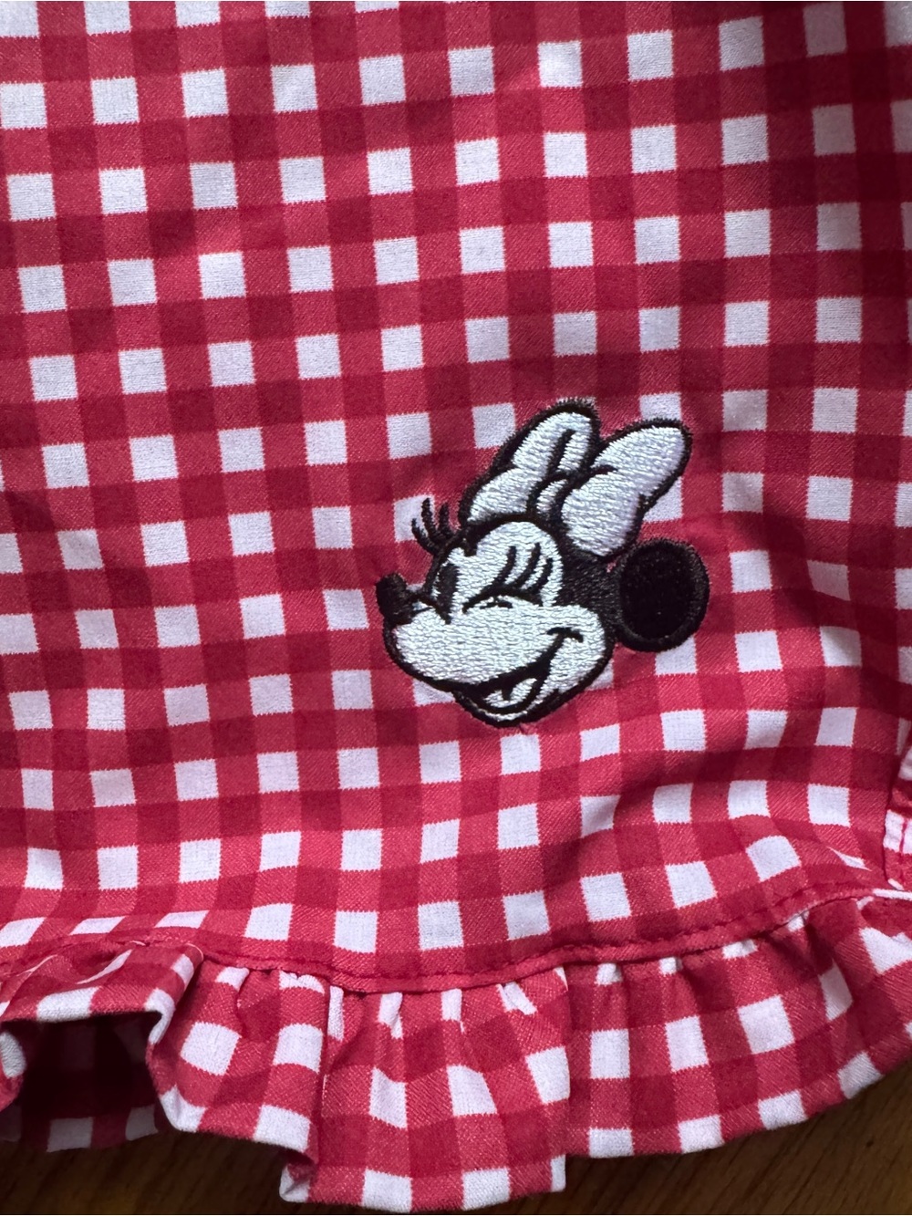 Disney Minnie Mouse Lake Shorts in Red Check - Picture 2 of 6